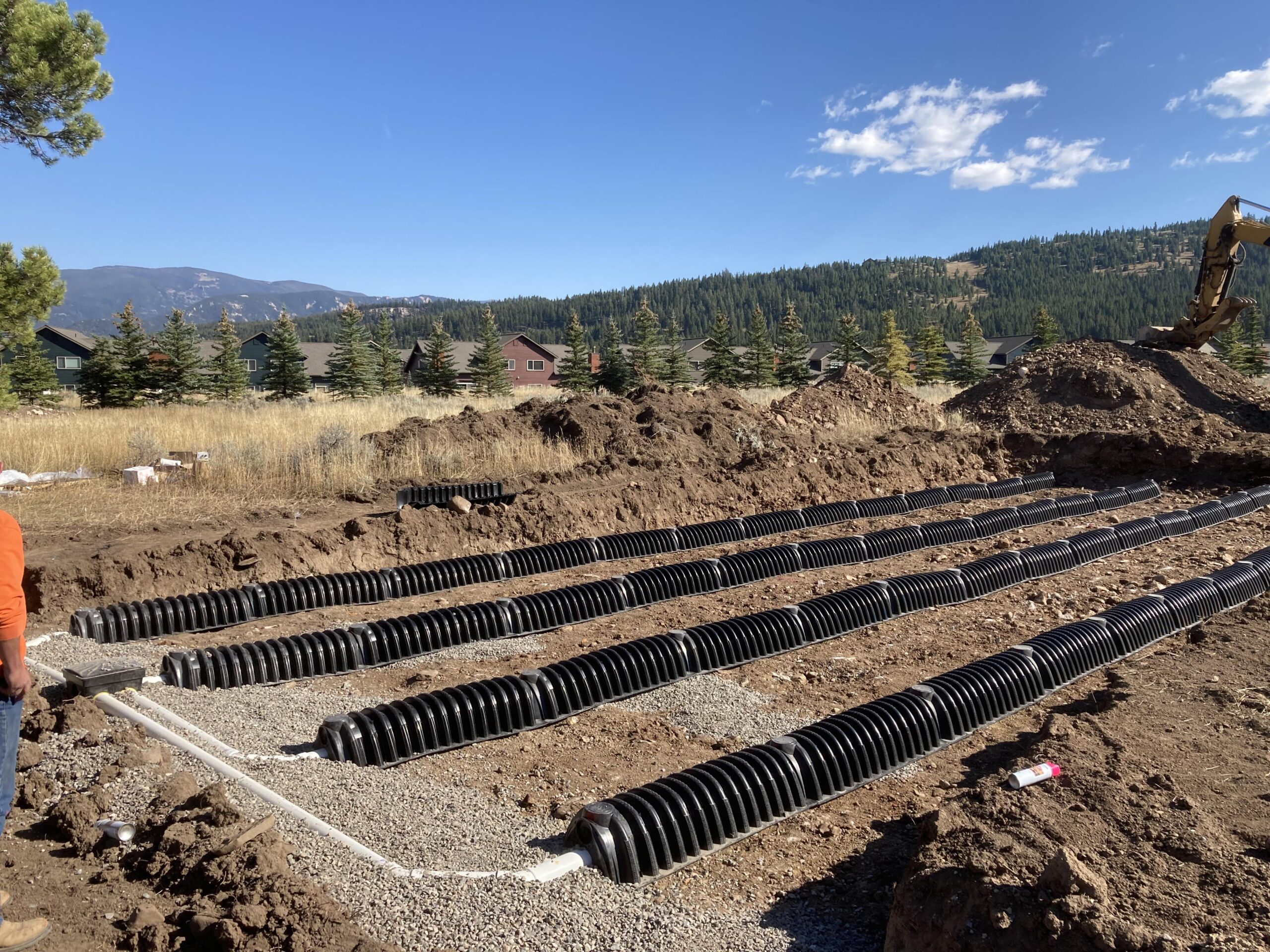 Septic drain field construction