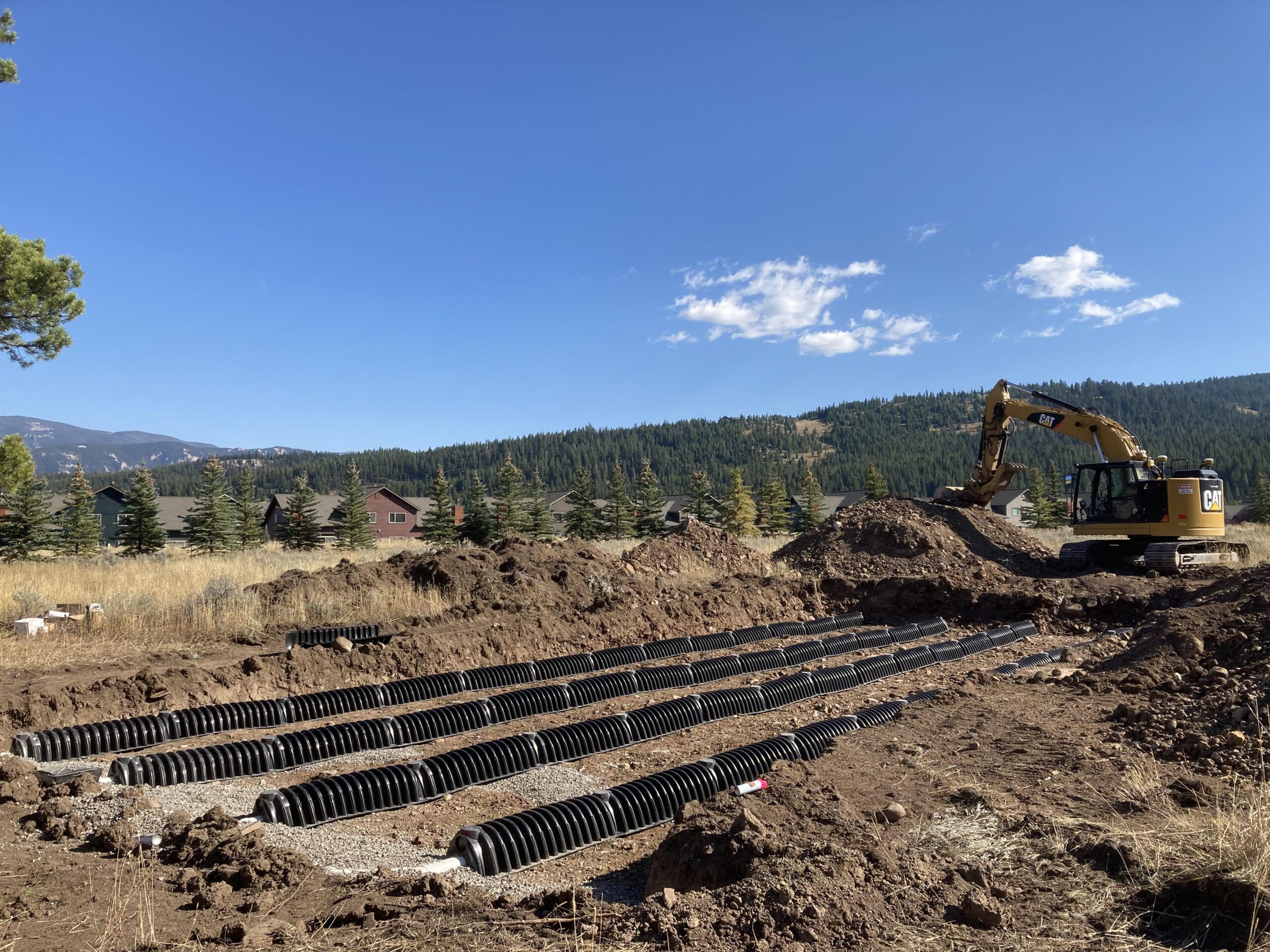 Septic drain field under construction